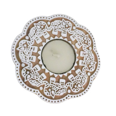  Handcrafted Wooden Candle Holder Natural Stain Finish for Elegant Home Décor-(Pak Of-6)