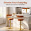 Tabourets de bar (ensemble de 2), revêtus de suède doux avec pieds en métal, pivotants, réglables en hauteur, style Mid-Century moderne, orange et or-36267193