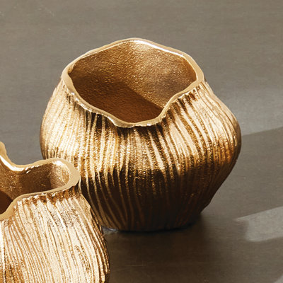 Argentum Sand-Cast Aluminum Organic Vase in Champagne Gold Small