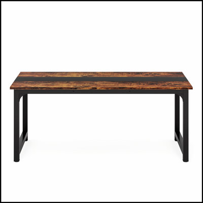 63-Inch Large Modern Computer Desk for Home Office, Heavy Duty Writing Table with Steel Frame and Spacious Desktop, Adjustable Feet