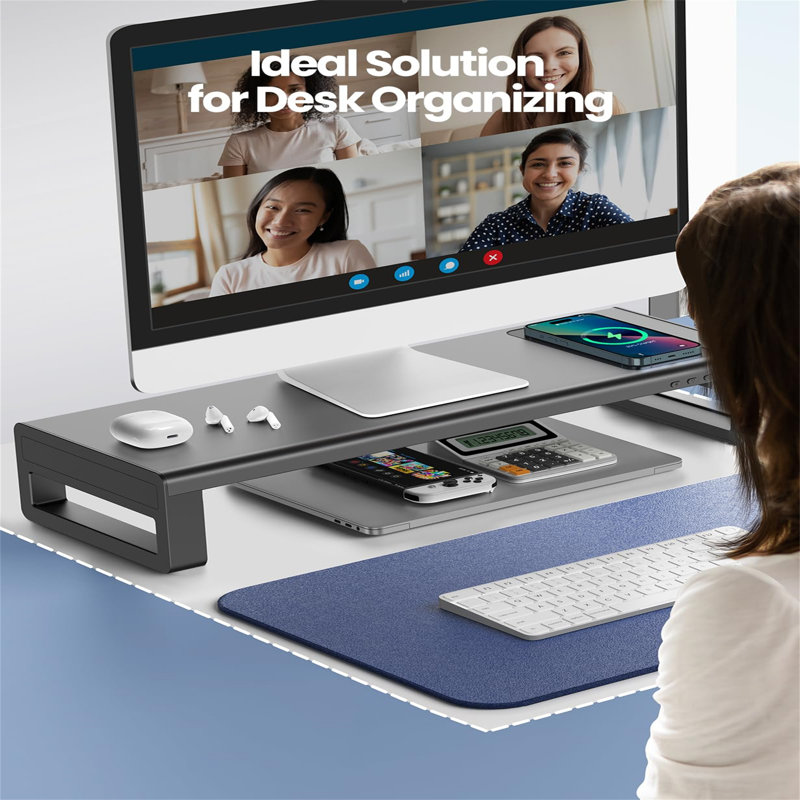 Monitor Stand With Wireless Charging,3 USB 3.0 Ports, 20W Type C Fast Charging
