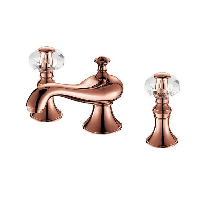 Robinet de lavabo pour salle de bain en or rose Metz - Design élégant avec poignées en cristal