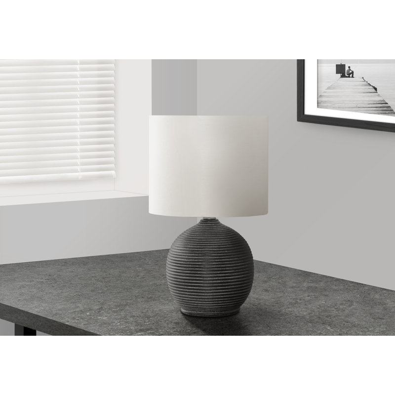 Lighting, 16"h, Black Resin, Ivory / Cream Shade, Contemporary
