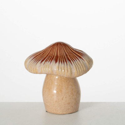 Small Ceramic Mushroom 7.5"H; Brown