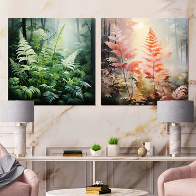 Ferns Romantic Impression VII - Ensemble de 3 collages floraux carrés