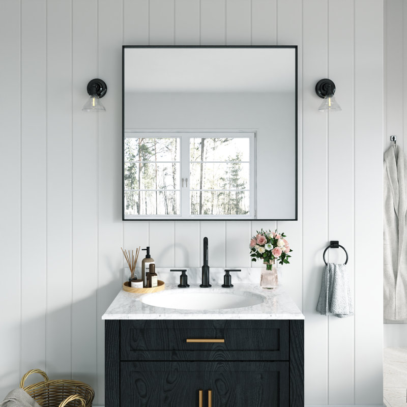 Miroir mural Earsell, 36 po x 36 po, Noir