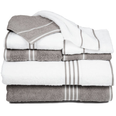 Bremen 8-Piece Towel Set - Cotton Bathroom Accessories with 2 Bath Towels, 2 Hand Towels, 2 Washcloths, and 2 Fingertip Towels