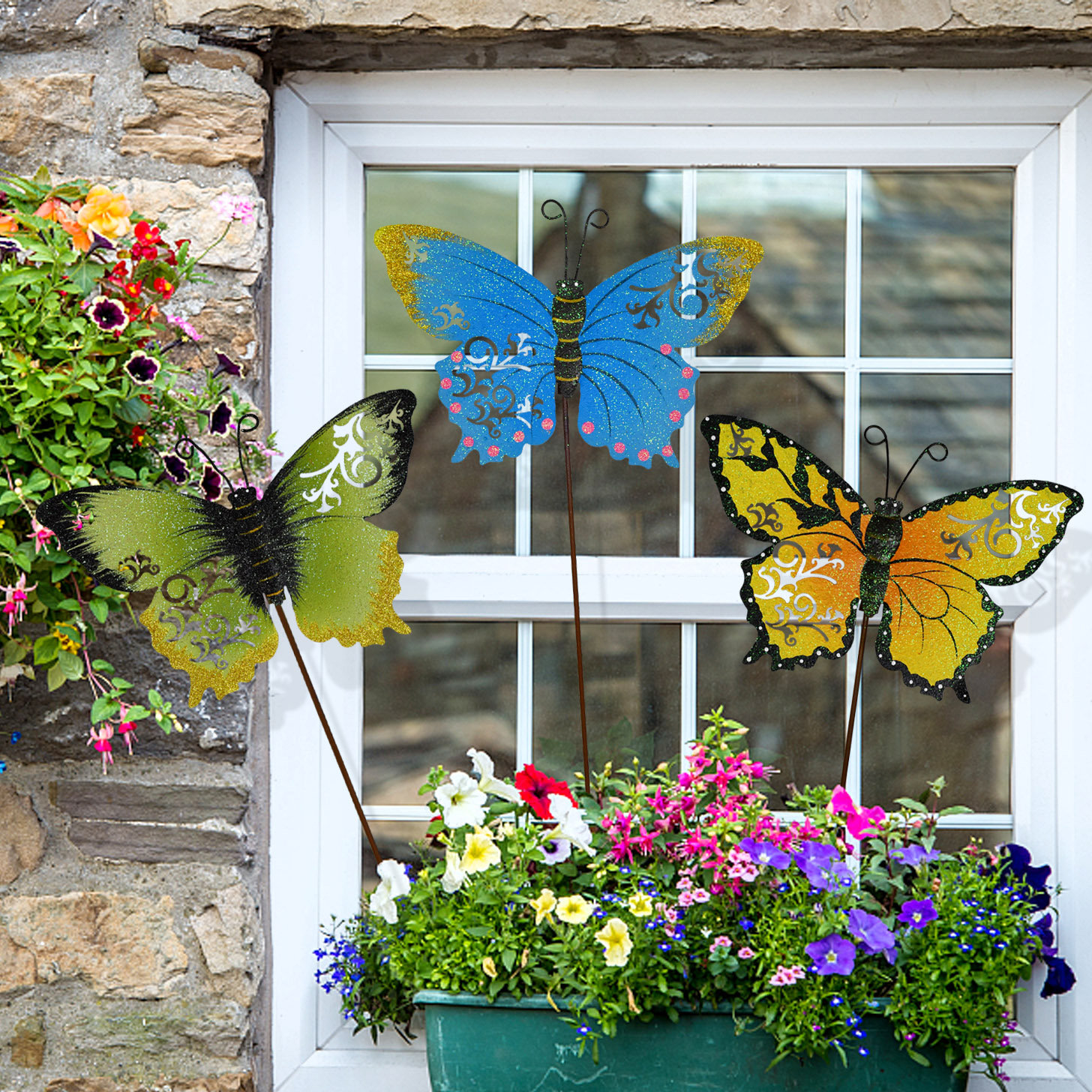 2 Piquets De Jardin En Forme De Fleur Rouillée - Métal Massif, 75 Cm - Décoration Extérieure Rustique - Unique Et Durable - 6