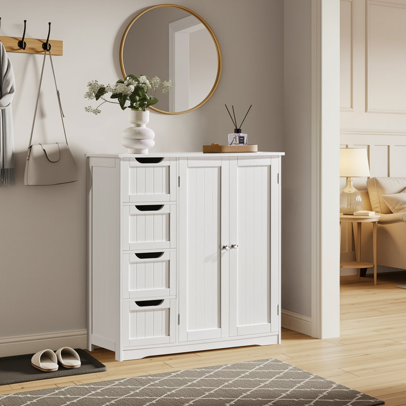 Marbeth 32″ L × 12″ W × 33″ H Bathroom Cabinet with 4 Drawers, White