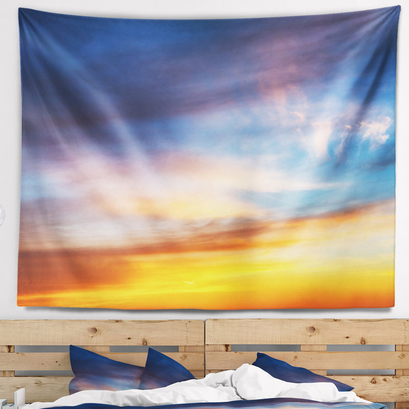 Tapisserie avec accessoires suspendus en tissu de mer de soleil, H 32 po x l 39 po