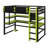 Modern Elevated Bed with Dedicated Workspace, Vertical Side Storage, Comprehensive Bookcase Shelving, and Adjustable RGB Illumination-896613100