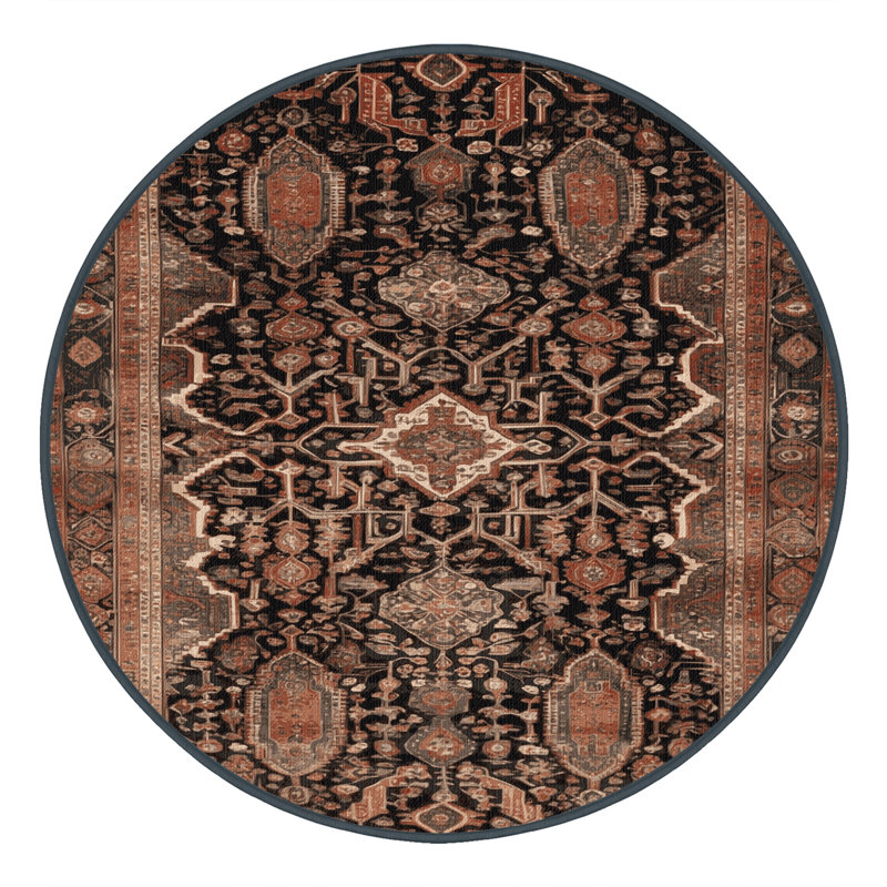 Tapis brun lavable à la machine, Rond 6 pi