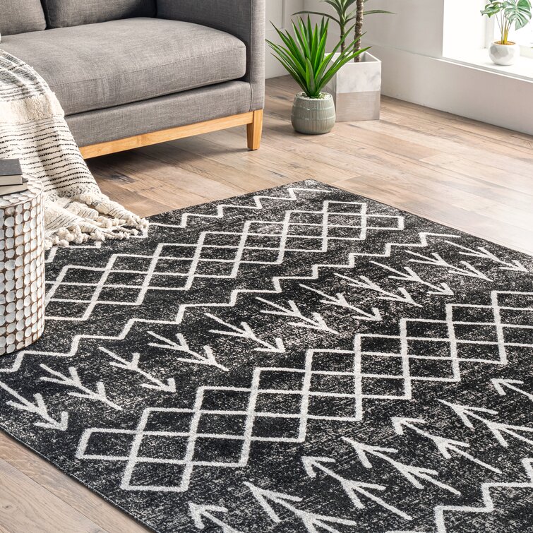 5'3x7'6 Nirvan Industrial Geometric Indoor Area Rug Charcoal