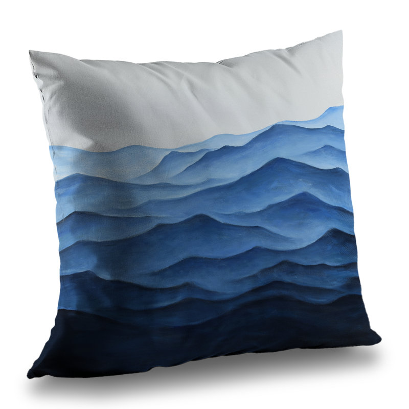 Blue Ocean Bathroom Waves Poly Twill Throw Pillow - Home Decor