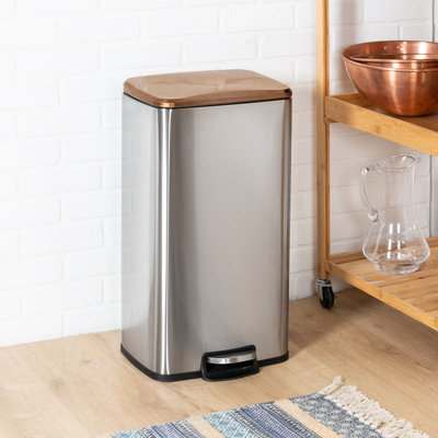 Ensemble de 2 poubelles à pédale 7,9 gallons en acier inoxydable