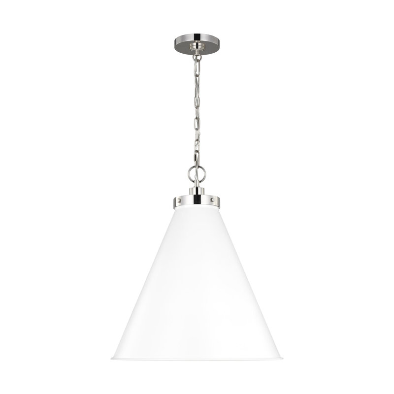 Wellfleet 1 - Light Pendant, Polished Nickel, Matte White, 22.625" H x 19.5" W x 19.5" D