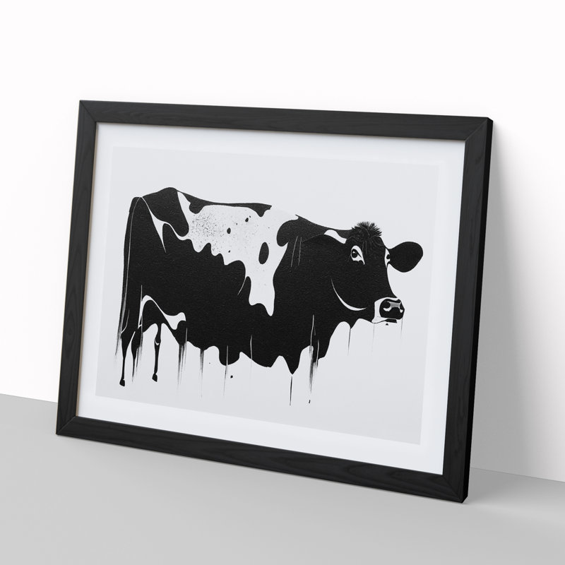 Monochrome Cow Art Vol.3 Abstract - Single Picture Frame Print, Black Framed, 46cm H x 64cm W x 2cm D