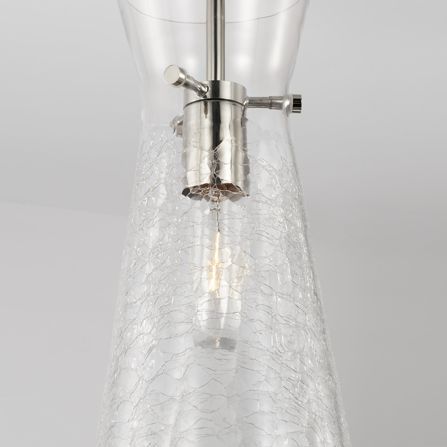 Single Light Glass Dimmable Pendant, Silver