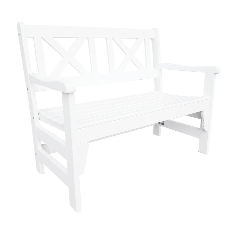 Bradon Wooden Bench, White, H88 x W109 x D61cm