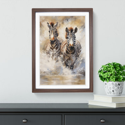 Zebra Impressionism - Single Picture Frame Print on Wood