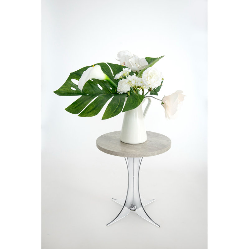 Pedestal Coffee Table, 42cm H x 36cm W x 36cm D, Grey/Transparent