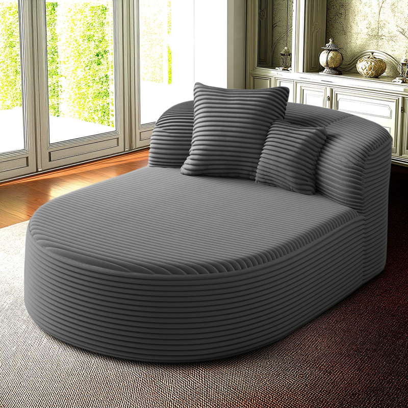 Canapé-lit moderne sans os 51,6 po avec deux coussins de soutien, Grey