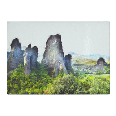 Meteora in Greece Painting Chopping Board