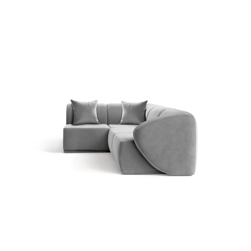 4 Seater Velvet Sofa & Chaise, Grey Velvet