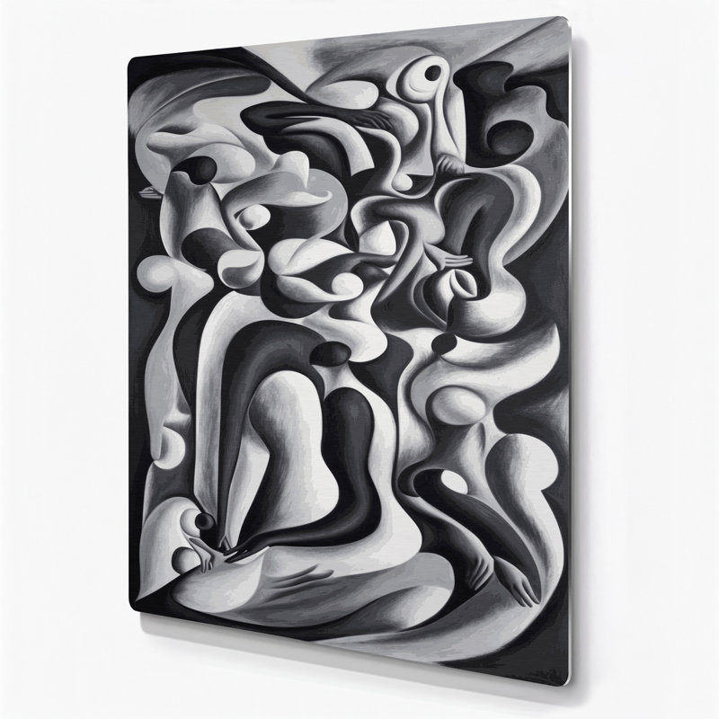 Abstrait art figuratif mauve en métal 2, H 12 po x l 18 po