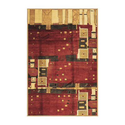 Tapis oriental tissé à la machine Planell en beige / rouge / vert