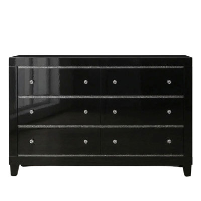 Savannah 6-Drawers 57.5 in. Black Dresser