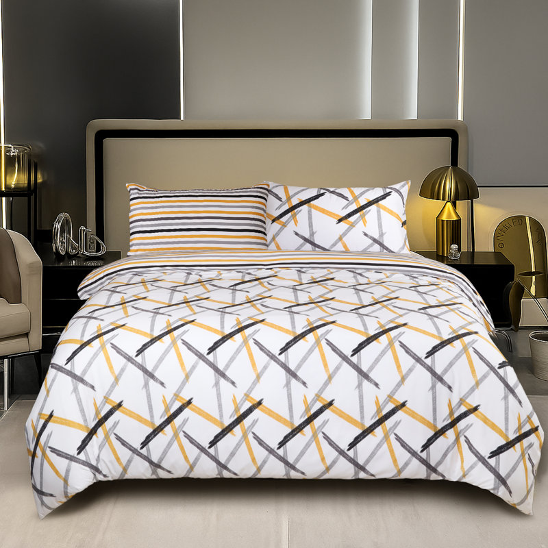Microfiber Striped Duvet Cover Set with Pillowcases Included, King Duvet Cover + 2 Standard Pillowcases