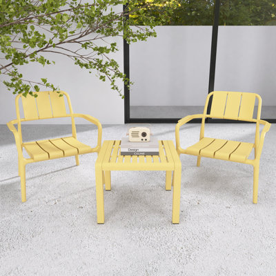 Ensemble de patio 3 pièces en PP, 2 chaises avec table, mobilier polyvalent intérieur / extérieur