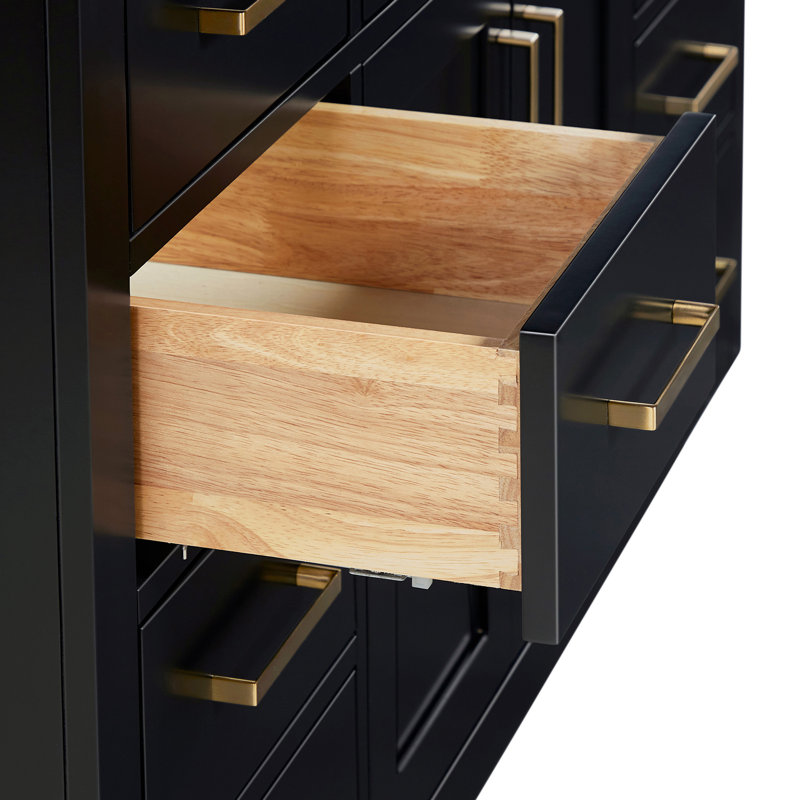 42" Single Bathroom Vanity Base only, Satin Brass, Black