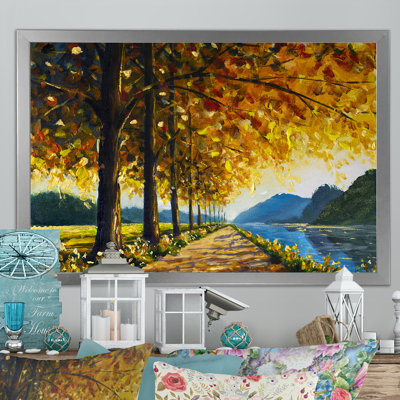 «Sunny Autumn Forest River», reproduction sur toile flottante