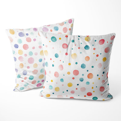 Polka Dots Printed Kids Throw Pillow 2 Pieces - Sprinkles Dots Purple Decorative Accent Pillow