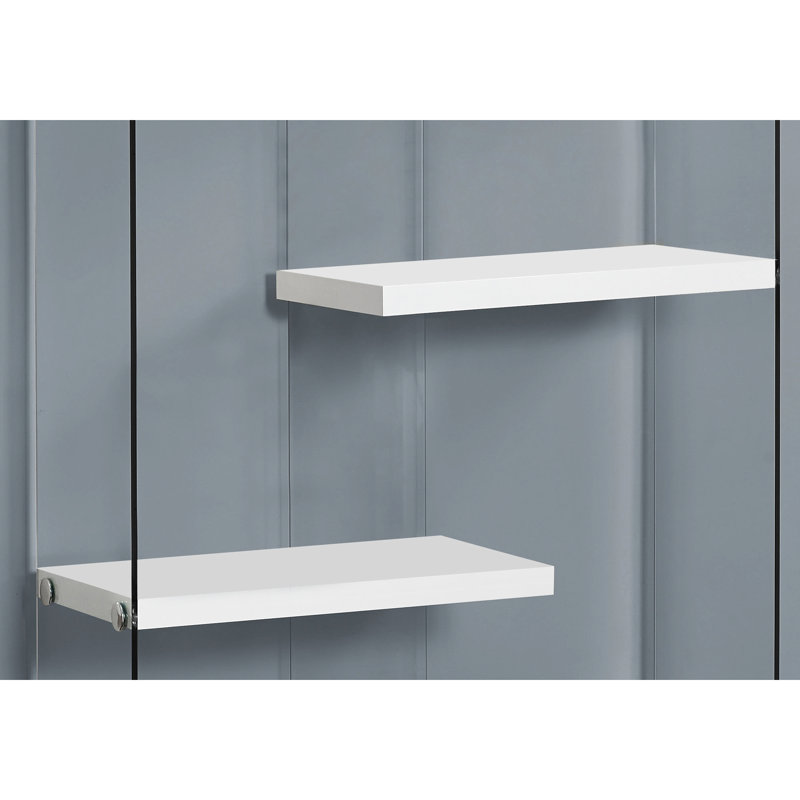 60"H 5 Tier Bookcase In Glossy White Laminate, With Tempered Glass, Modern Bedroom And Office Accessory , Clear Elegant Shelf