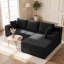 Canapé d'angle modulaire de 244 cm de large avec méridienne, revêtement en velours côtelé tricoté-179851790