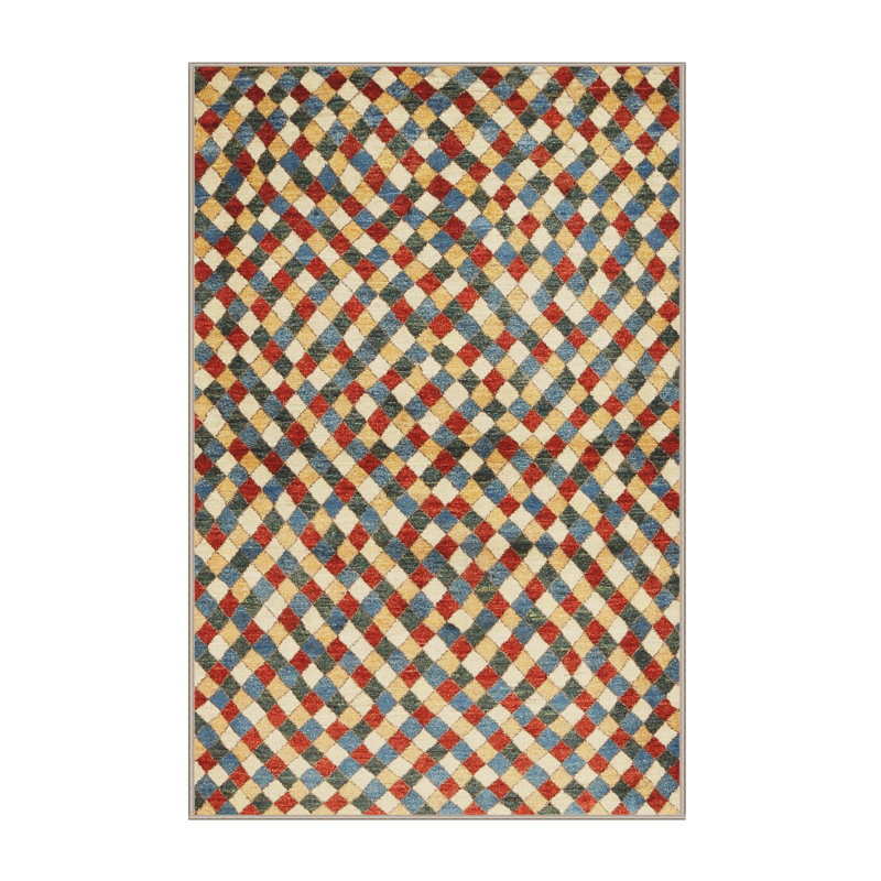 Tapis rouge/vert/brun zone contemporaine, Rectangle 2 pi x 3 pi