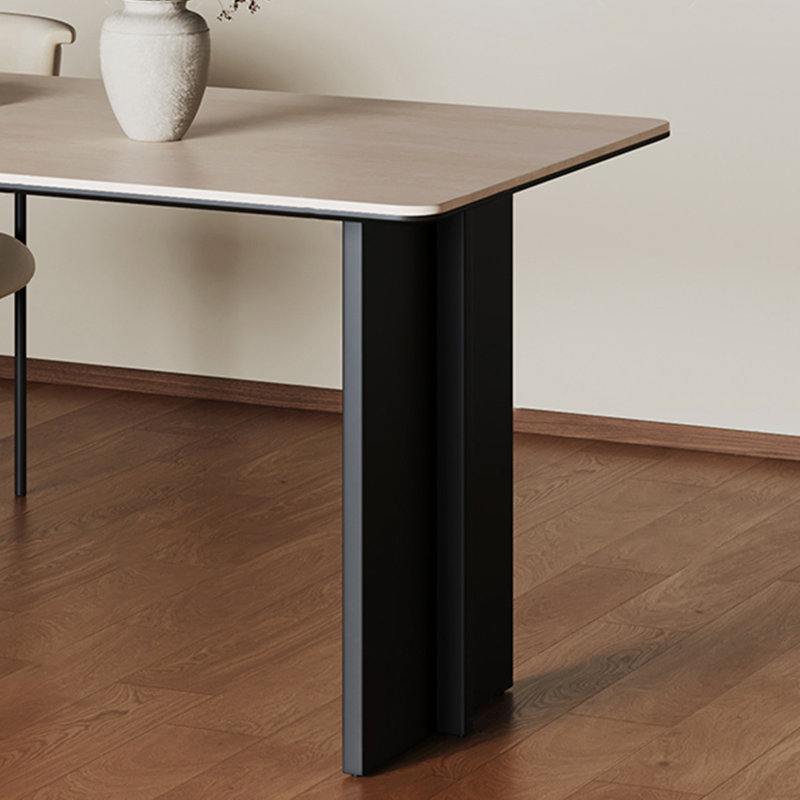 Beige + pierre noire rectangulaire + table de salle à manger papillon en acier, H 29,53 po x L 78,74 po x l 35,43 po