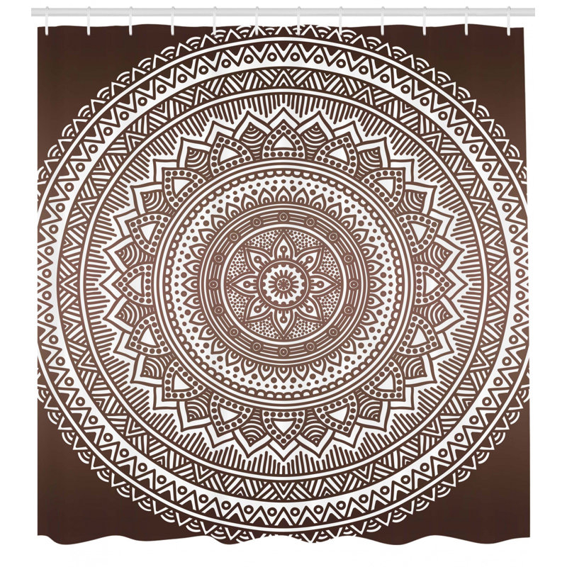 Rideau de douche simple méditation tapis theme Cormac, H 69 po x l 105 po, Brun