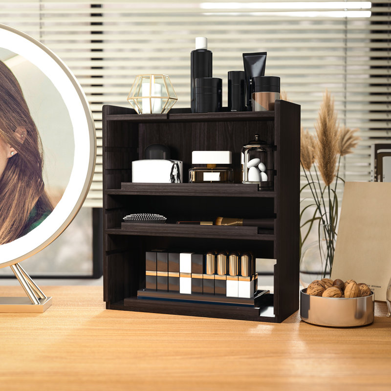 Ezichi Manufactured Wood Desk Organiser, Dark Brown