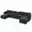 Canapé modulaire modulaire en L avec méridienne réversible, port USB, tiroir de rangement, console avec porte-gobelet rabattable, poches pour accoudoirs et coussins amovibles