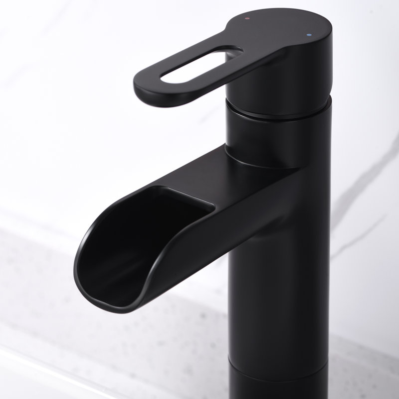 Vessel Sink Bathroom Faucet with Drain Assembly, Matte Black