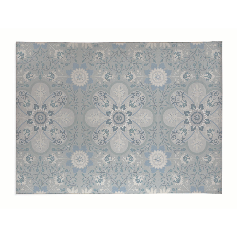 Tapis de cuisine Skyler, Gris te bleu, Rectangulaire 2 pi x 3 pi