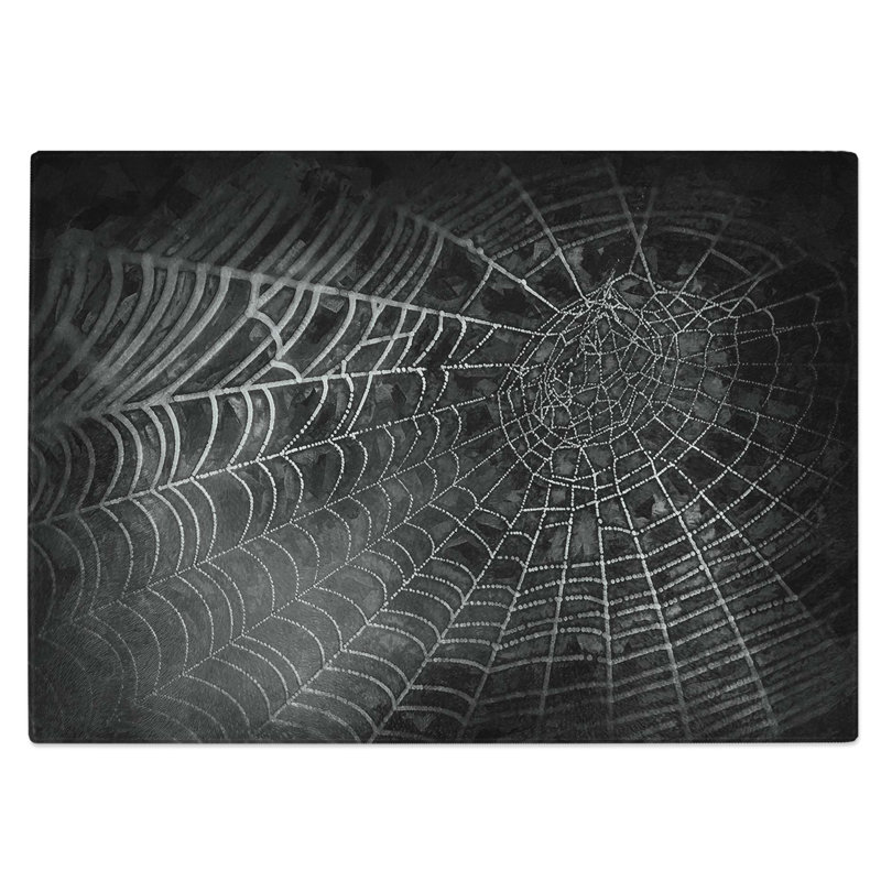 Tempered Glass Spiders Cobweb Chopping Board, 39 cm W x 28.5 cm L