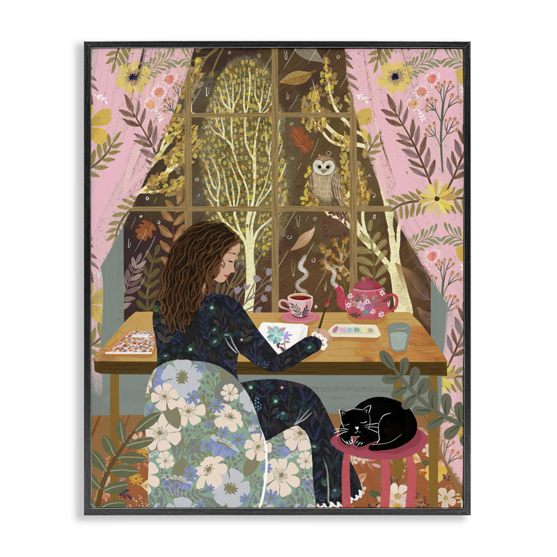 «Autumn Window Relaxing View», estampe numérique, conception de Mia Charro, Giclée encadrée noir minuit, H 30 po x l 24 po