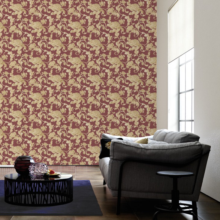 Nobile 10.05m x 53cm 3D Embossed Wallpaper, Red/Cream