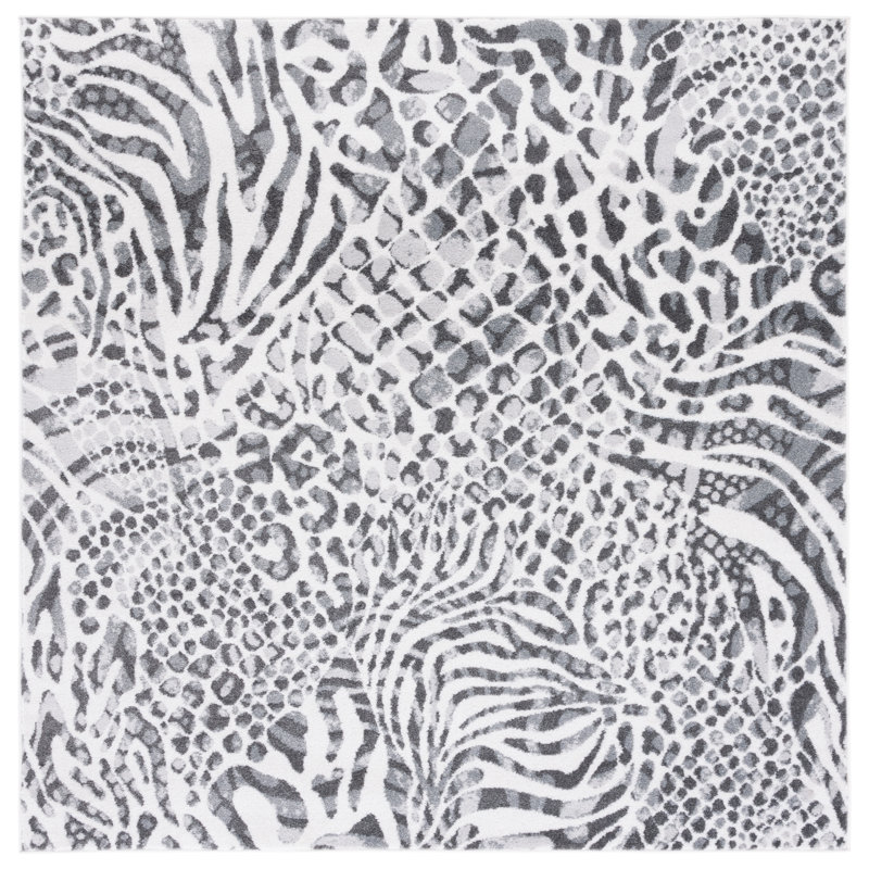 Alynn Performance Animal Print Rug, Square 6'7"