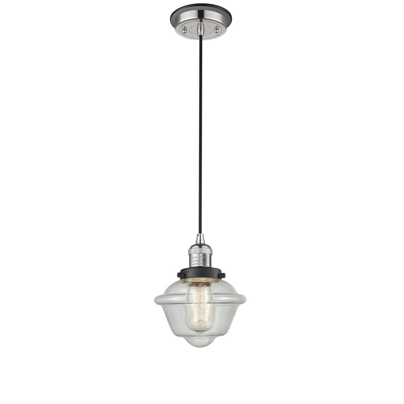Clarksburg 1 - Light Single Pendant, Polished Nickel with Matte Black accents, Seedy